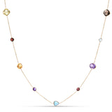 14K Yellow Gold Multi Gemstone Station Necklace 36 Inch