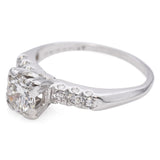 Vintage Platinum 1.055 TCW Diamond with Round Side Stones Engagement Ring