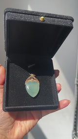 GIA Certified 14K Yellow Gold Translucent Green Jadeite Jade Heart Pendant