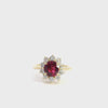 Yellow Gold 1.15ct Ruby Diamond Halo Ring GIA