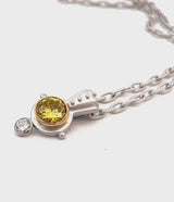 Estate 14K Gold Yellow & White 1.84 TCW Diamond Pendant 18K Gold Chain Necklace