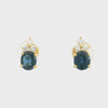 18K Yellow Gold 1.86 TCW Sapphire and Diamond Stud Earrings