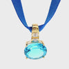 14K Yellow Gold 4.39 Ct. Blue Topaz and Diamond Pendant