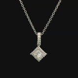 18K White Gold 0.50 TCW Princess Cut Diamond Pendant Necklace D/F SI1-SI2