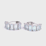 14k White Gold Aquamarine Half Hoop Earrings