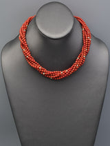 Vintage Red Coral 14k Gold Filled Multi-Strand Beaded Strand Necklace