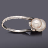 Vintage Mikimoto Sterling Silver Sea Pearl Band Ring Size 4.75