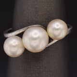 Vintage Mikimoto Sterling Silver Sea Pearl Band Ring Size 4.75