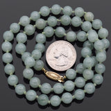 GIA 14K Yellow Gold Translucent Green Jadeite Jade Beaded Strand Necklace