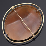 Antique 14K Yellow Gold Cameo Shell Oval Brooch Pin