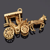 Vintage 14K Yellow Gold Horse Carriage Charm Pendant 7.4 Grams