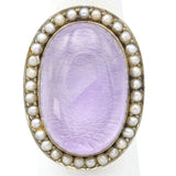 Antique 14K Yellow Gold 14.84 Ct Amethyst & Sea Pearl Cocktail Ring