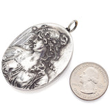 Vintage Henryk Winograd HW 999 Fine Silver Repoussé Woman Primavera Pendant