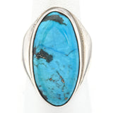 Vintage Sterling Silver Turquoise Oval Cocktail Ring 26.5 Grams Size 8.5