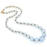 Antique 14K Yellow Gold Blue Crystal Faceted Beaded Strand Necklace