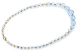 Antique 14K Yellow Gold Blue Crystal Faceted Beaded Strand Necklace