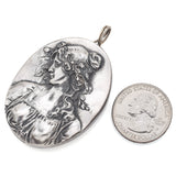 Vintage Henryk Winograd HW 999 Fine Silver Repoussé Woman Primavera Pendant Lg