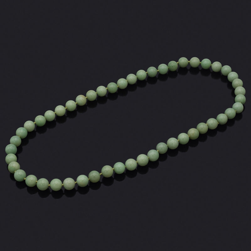 GIA Certified Vintage Natural Green Aventurine Beaded Strand Necklace 305.3G 34"