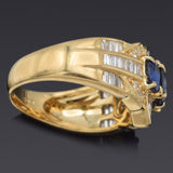 Estate 18K Yellow Gold 1.34 Ct Sapphire & 1.00 TCW Diamond Band Ring