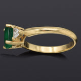 Vintage 14K Yellow Gold 1.29 Ct Emerald & 0.50 TCW Diamond Three-Stone Band Ring