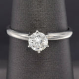 Vintage Platinum 0.64 Carat Round Diamond Solitaire Band Ring