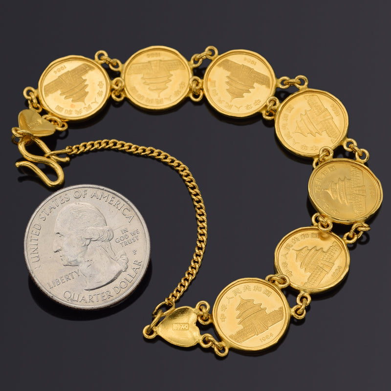 Gold-plated coin bracelet · Golden · Accessories | Massimo Dutti