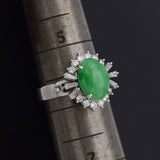 Vintage Platinum Green Jade & 0.57 TCW Diamond Cocktail Ring