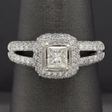 Estate 14K White Gold 1.34 TCW Diamond Band Ring + Box