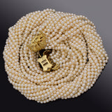 Vintage 14K Gold Sea Pearl & 0.60 TCW Diamond Beaded Multi-Strand Necklace