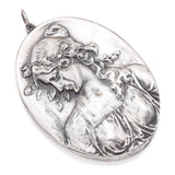 Vintage Henryk Winograd HW 999 Fine Silver Repoussé Woman Primavera Pendant Large