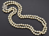 Vintage 14K White Gold Pearl & 0.57 TCW Diamond Beaded Multi-Strand Necklace