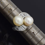 Vintage Platinum Sea Pearl & 1.25 TCW Diamond Cocktail Ring