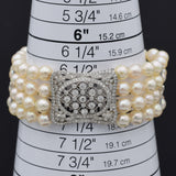 Estate Platinum Sea Pearl & 1.41 TCW Diamond Beaded Multi-Strand Bracelet