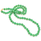 Vintage 14K Yellow Gold Apple Green Chrysoprase Long Beaded Strand Necklace 34"