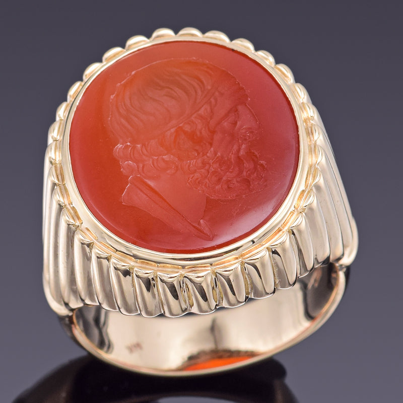Antique Carved Carnelian Intaglio Ducks and 14K Gold Signet Ring – Alpha &  Omega Jewelry