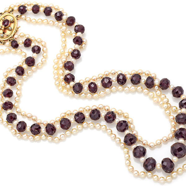 Art Nouveau Triple Drop Garnet Necklace (465K) | The Antique Jewellery  Company