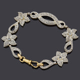 Antique 18K Yellow Gold & Platinum 6.00 TCW Rose Cut Diamond Floral Bracelet