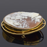 Antique 14K Yellow Gold Cameo Shell Oval Brooch Pin