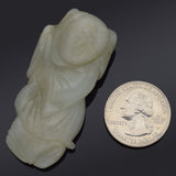 Antique Pale Green Mutton Fat Jade Carved Deity Figurine 40.1 Grams