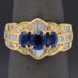 Estate 18K Yellow Gold 1.34 Ct Sapphire & 1.00 TCW Diamond Band Ring