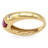 Vintage 14K Yellow Gold Oval Ruby & Diamond Band Ring