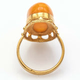 Vintage Russian Egg Yolk Amber Oval Cocktail Ring