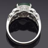 Estate 18K White Gold 2.20 Ct Green Jade & 1.00 TCW Diamond Band Ring