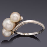 Vintage Mikimoto Sterling Silver Sea Pearl Band Ring Size 4.75