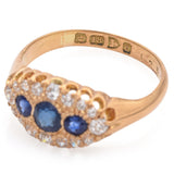 Antique 18K Yellow Gold 0.55 TCW Sapphire & 0.30 TCW Diamond Ring Size 5.5