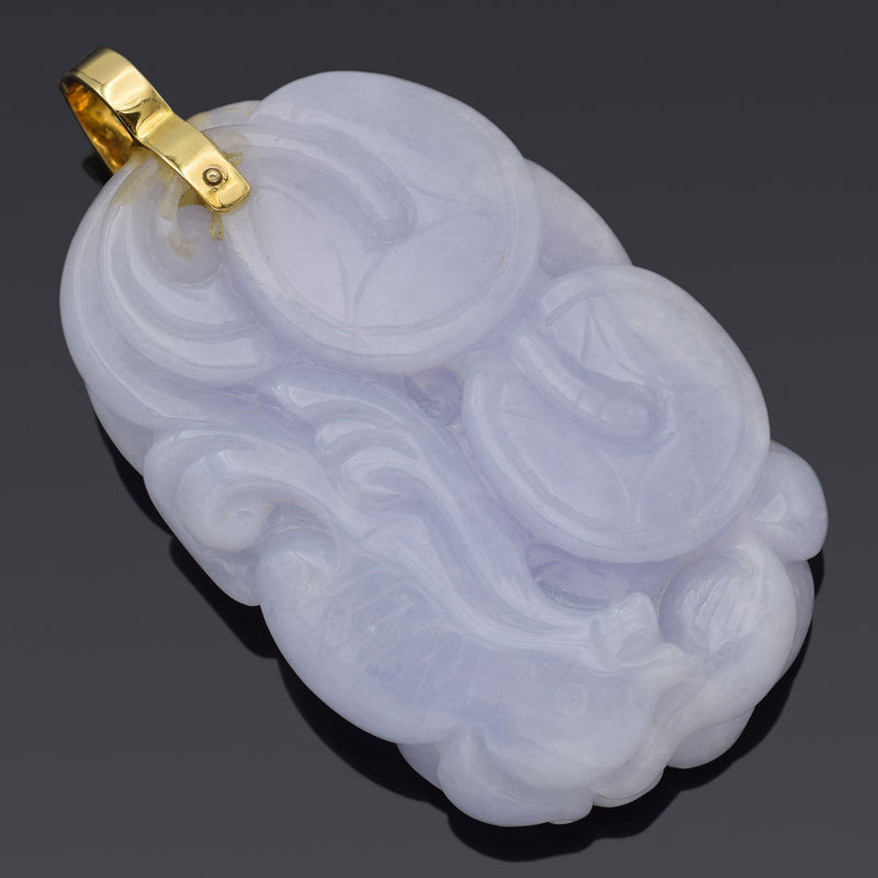 Carved lavender store jade pendant