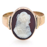 Antique 14K Yellow Gold Carnelian Cameo Band Ring Size 5.25