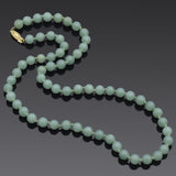 GIA 14K Yellow Gold Translucent Green Jadeite Jade Beaded Strand Necklace