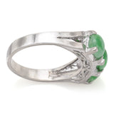 Vintage Sterling Silver Green Jade Three-Stone Band Ring