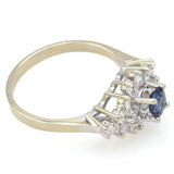 Estate 14K White Gold Sapphire & 0.48 TCW Diamond Band Ring